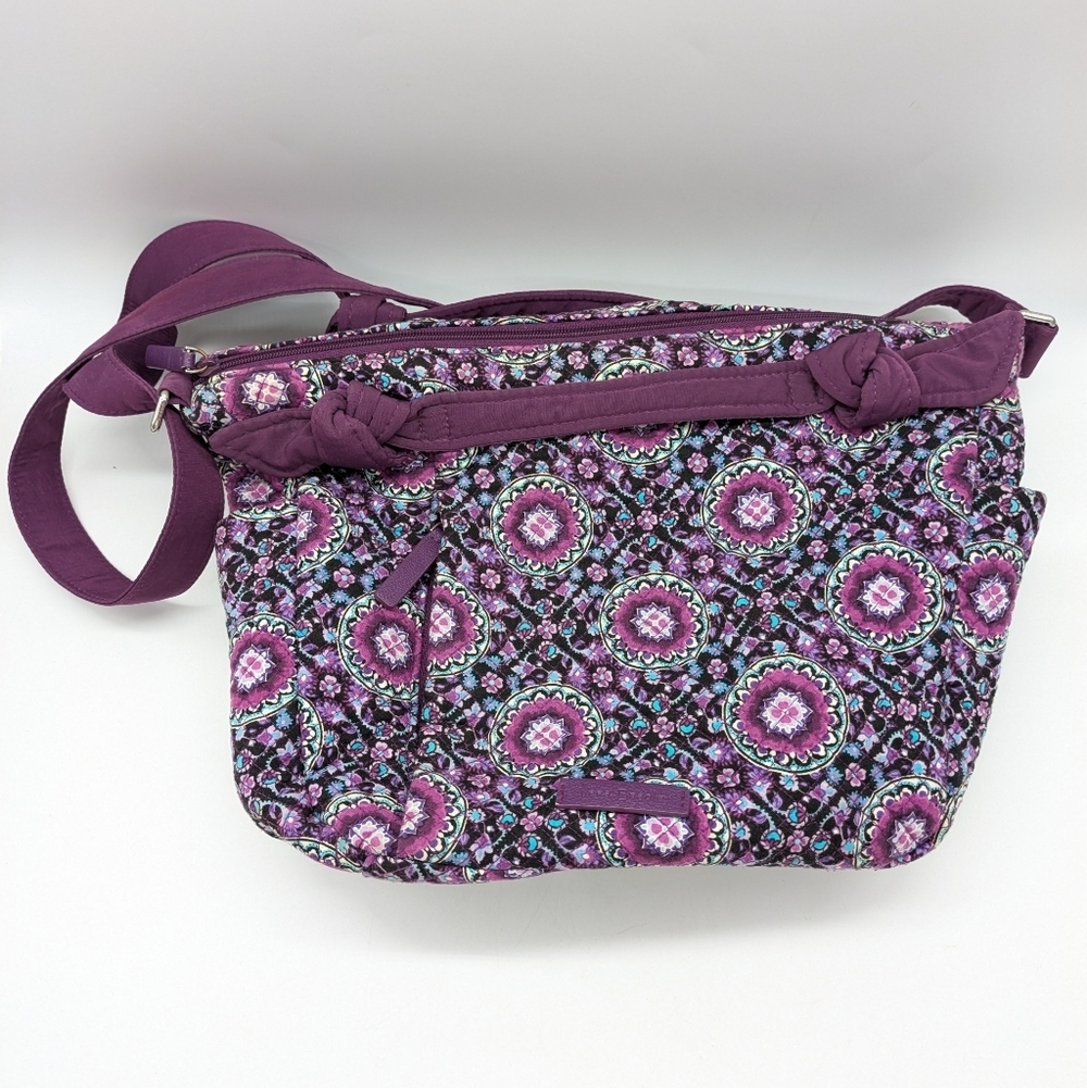 Vera Bradley Purple Quilted Floral Kaleidoscope Adjustable Crossbody Bag Purse